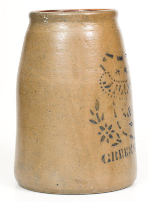 J. HAMILTON & CO. / GREENSBORO, PA Stoneware Canning Jar w/ Shield and Stars Decoration