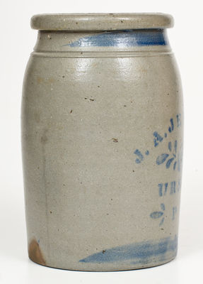 Western PA Stoneware Jar with URSINA, PA Stenciled Advertising