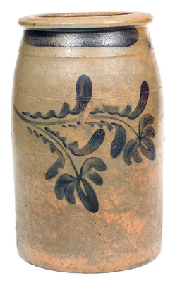2 Gal. Western PA Stoneware Jar with Freehand Floral Decoration