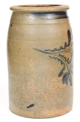 2 Gal. Western PA Stoneware Jar with Freehand Floral Decoration