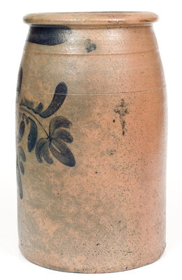 2 Gal. Western PA Stoneware Jar with Freehand Floral Decoration