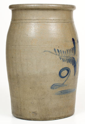 2 Gal. Western PA Stoneware Jar w/ Freehand Cobalt Floral Decoration