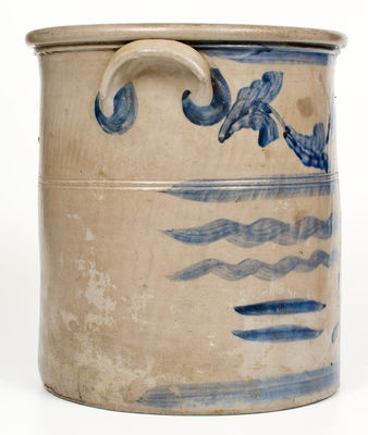 4 Gal. Western PA Stoneware Crock with Elaborate Freehand Decoration