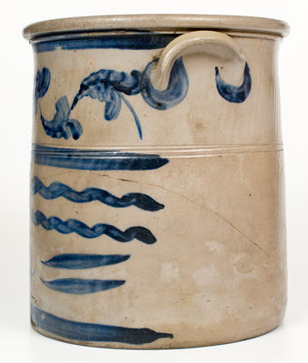 4 Gal. Western PA Stoneware Crock with Elaborate Freehand Decoration