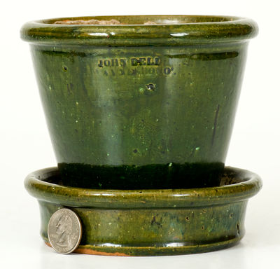 Green-Glazed JOHN BELL / WAYNESBORO Redware Flowerpot