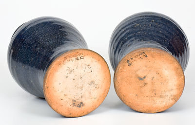 Pair of Cobalt-Glazed Stoneware Vases, B. B. CRAIG / VALE, NC