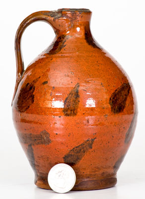 Fine Small-Sized Redware Jug w/ Splashed Manganese, possibly Eastern Tennessee origin
