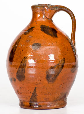 Fine Small-Sized Redware Jug w/ Splashed Manganese, possibly Eastern Tennessee origin