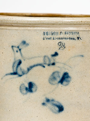 2 Gal. NORTON & FENTON / East Bennington, Vt. Stoneware Crock w/ Rabbit Decoration