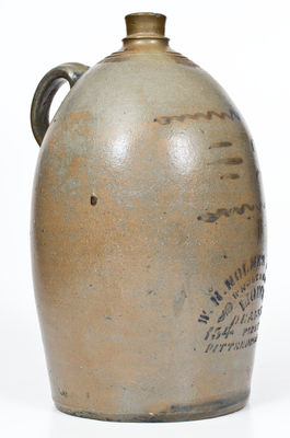 2 Gal. Western PA Stoneware Jug w/ PITTSBURGH, PA Liquor Advertising