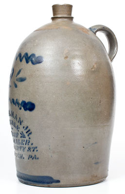 2 Gal. Western PA Stoneware Jug with PITTSBURGH Liquor Advertising