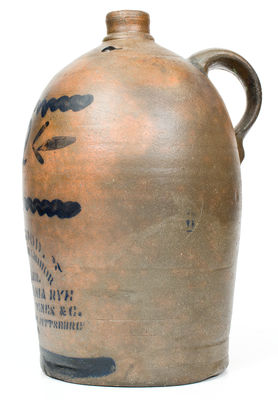 2 Gal. Western PA Stoneware Jug with PITTSBURGH Liquor Advertising