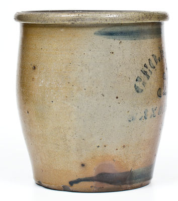 Rare SAXONBURGH, PA Stenciled Stoneware Advertising Jar