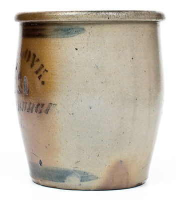 Rare SAXONBURGH, PA Stenciled Stoneware Advertising Jar