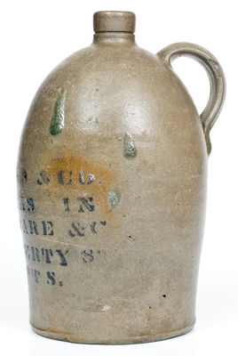Rare Western PA DEALERS IN STONEWARE & C. / PITTSBURGH Stenciled Stoneware Advertising Jug