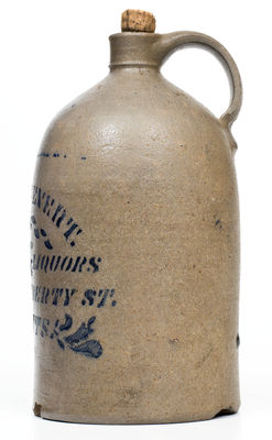 1/2 Gal. Western PA Stoneware Pittsburgh Stenciled Advertising Jug