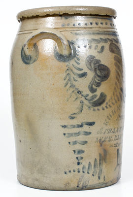 4 Gal. Elaborate Western PA Stoneware Jar with Stenciled EAST END (Pittsburgh) Advertising