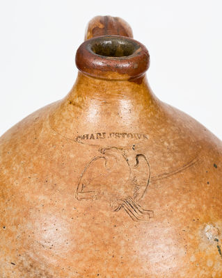 CHARLESTOWN Stoneware Jug with Impressed Eagle and Cannon Stamp