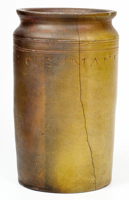 PAUL CUSHMAN, Albany, NY Stoneware Jar, circa 1810