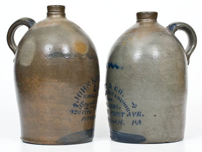 Lot of Two: Western PA Stoneware Jugs with Stenciled PITTSBURGH Liquor Dealers Advertising