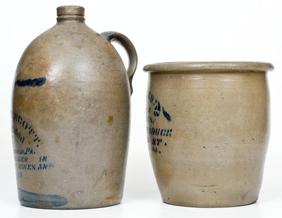 Lot of Two: Western PA Jug and Jar with Stenciled PITTSBURGH and ALLEGHENY, PA Advertising