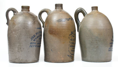 Lot of Three: Western PA Stoneware Jugs with Stenciled PITTSBURGH Advertising