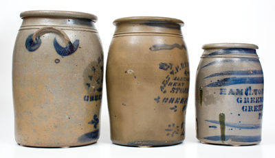 Lot of Three: GREENSBORO, PA Stoneware Jars by HAMILTON and REPPERT