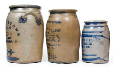 Lot of Three: GREENSBORO, PA Stoneware Jars by HAMILTON and REPPERT