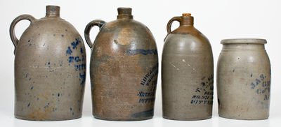 Lot of Four: Western PA Stoneware Jugs and Jar with Stenciled PITTSBURGH Advertising