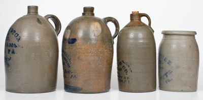 Lot of Four: Western PA Stoneware Jugs and Jar with Stenciled PITTSBURGH Advertising