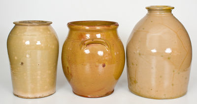 Lot of Three: Redware Jars, Northeastern U.S. or Canadian