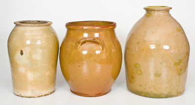 Lot of Three: Redware Jars, Northeastern U.S. or Canadian