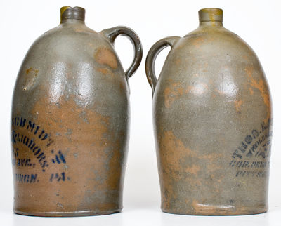 Lot of Two: Western PA Stoneware Jugs w/ Stenciled PITTSBURGH Liquor Advertising