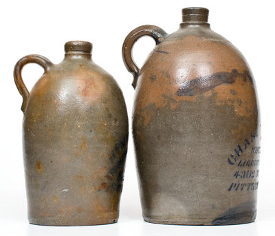 Lot of Two: Western PA Stoneware Jugs with PITTSBURGH Liquor Advertising