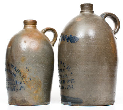 Lot of Two: Western PA Stoneware Jugs with PITTSBURGH Liquor Advertising