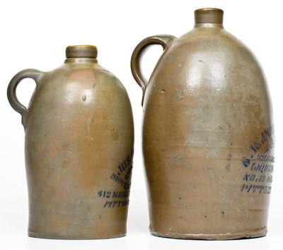 Lot of Two: Western PA Stoneware Jugs with Stenciled PITTSBURGH Advertising