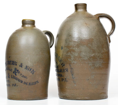 Lot of Two: Western PA Stoneware Jugs with Stenciled PITTSBURGH Advertising