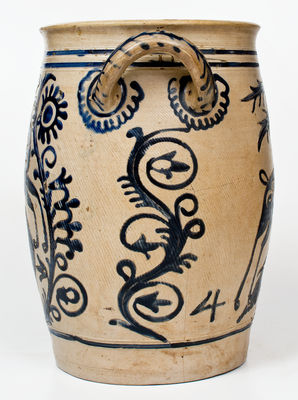 Exceptional Westerwald German Stoneware Jar w/ Leaping Stag Designs