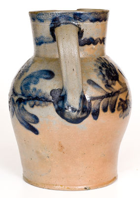 Fine 1 Gal. Stoneware Pitcher w/ Elaborate Floral Decoration, attrib. Henry H. Remmey, Philadelphia, c1835