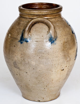 Extremely Rare Stoneware Jar with Incised Gentleman s Profile, Old Bridge, NJ, circa 1820