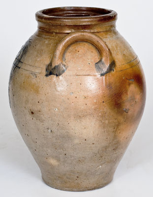 Extremely Rare Stoneware Jar with Incised Gentleman s Profile, Old Bridge, NJ, circa 1820