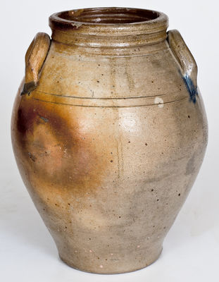 Extremely Rare Stoneware Jar with Incised Gentleman s Profile, Old Bridge, NJ, circa 1820