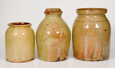 Lot of Three: Glazed Redware Jars, NY / Canada