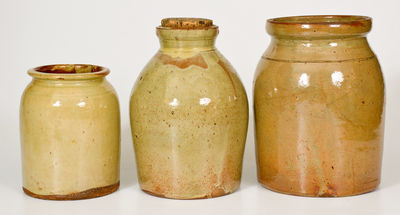 Lot of Three: Glazed Redware Jars, NY / Canada