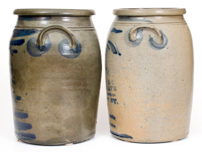 Lot of Two: 4 Gal. Western PA Stoneware Jars w/ BRIDGEPORT, PA and PITTSBURGH Advertising