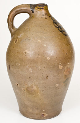 3 Gal. Stoneware Jug w/ Cobalt Floral Decoration, Manhattan, early 19th century