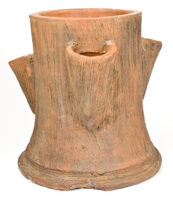 Midwestern Stoneware Stump-Form Flowerpot