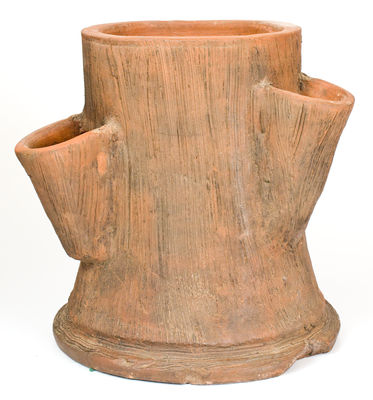 Midwestern Stoneware Stump-Form Flowerpot