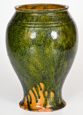 Rare Green-Glazed Redware Vase by Emanuel Duschek, Chicago, Illinois, circa 1900
