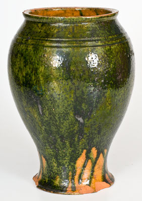 Rare Green-Glazed Redware Vase by Emanuel Duschek, Chicago, Illinois, circa 1900